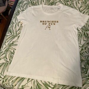 J.Crew Collector Tee, Large, NWT “Brunches of fun” gold sparkle